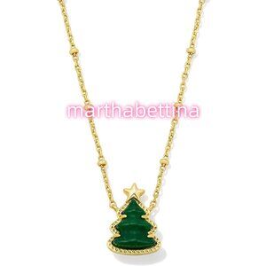Holiday Tree Gold Short Pendant Necklace
